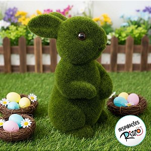 Coelho Decorativo de Grama Sentado - 30cm - 1 unidade - Rizzo