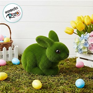 Coelho Decorativo de Grama Deitado - 11cm - 1 unidade - Rizzo