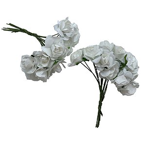Mini Buque de Flores Artificiais - Branco - 8cm - 12 unidades - Rizzo