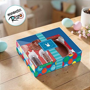 Caixa Kit Confeiteiro Coelho Sai da Toca Azul - Meio Ovo de 100g - 1 unidade - Cromus - Rizzo