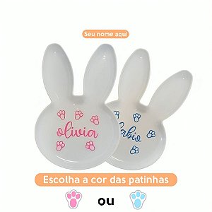 Bandeja Coelho Personalizado com Nome - Branco - 1 unidade - Rizzo
