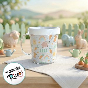 Caneca Acrílica Rosqueável Personalizada - Alegria de Páscoa - Branco - 1 unidade - Rizzo
