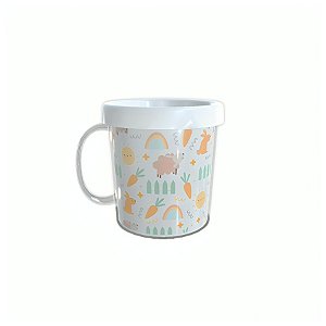 Caneca Acrílica Rosqueável Personalizada - Alegria de Páscoa - Branco - 1 unidade - Rizzo