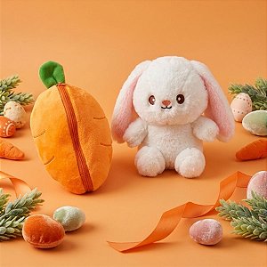 Coelho Cenoura de Pelúcia Laranja - 24cm  - 1 unidade - Rizzo