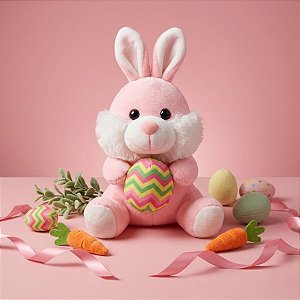 Coelho de Pelúcia Rosa - 15cm - 1 unidade - Rizzo