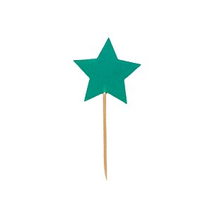 Pick Decorativo - Estrela Verde - 5,5cm - 12 unidades - Rizzo