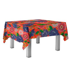 Toalha de Mesa em TNT - 70x70cm - Tipo Chita Vermelha com Flores - 5 unidades - Best Fest - Rizzo