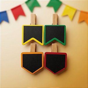 Prendedor de Madeira - Bandeirinha - 4 unidades - Rizzo