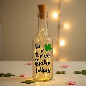 Garrafa de Vidro Long Neck com Rolha LED - Trevo de Quatro Folhas - 1 unidade - Rizzo