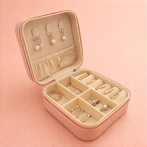 Mini Porta Joias Portátil - Rosa Claro - 1 unidade - Rizzo