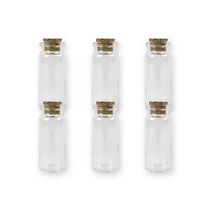Kit 6 Potinhos de Vidro Hermético para Lembrancinha com Tampa de Rolha - 10ml - Rizzo
