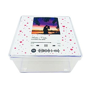 Caixa Acrílica Personalizada com Foto e Música Spotify - 14x14cm - 1 unidade - Rizzo