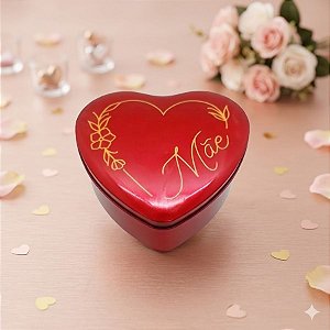 Lata Coração Personalizada - Mãe - 9,2x8,5x4,5cm - 1 unidade - Rizzo