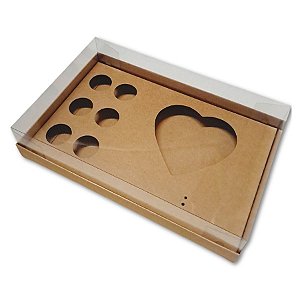 Caixa Meio Ovo Coração com 6 Docinhos 250g - Kraft - 25,5x16,5x5,8cm - 5 unidades - Assk - Rizzo