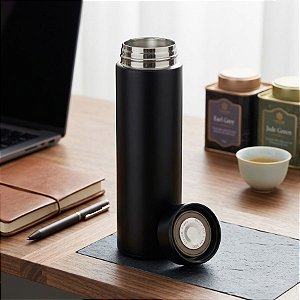 Garrafa Térmica Lisa Preta - 410ml - 1 unidade - Rizzo