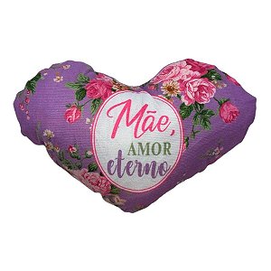 Almofada Coração de Pelúcia - Mãe Amor Eterno - 26x18,5cm - 1 unidade - Rizzo