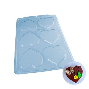Forma de Acetato Simples Semiprofissional - Tablete Coração Lapidado 200g - Ref. 3693 - 1 unidade - BWB - Rizzo