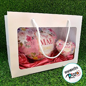 Sacola de Papel com visor de PVC 29x16x21cm - Branca - 1 unidade - Rizzo
