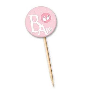 Tag Baby Rosa com 12 un. Cód. 4144 Miss Embalagens Rizzo Confeitaria