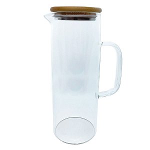 Jarra de Vidro Hermética com Tampa de Bambu - 8,5x24cm - 1,2l - 1 unidade - Rizzo - Rizzo