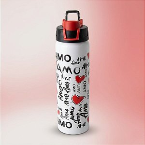 Garrafa Branca de Alumínio - Amo - 600ml - 1 unidade - Rizzo