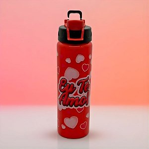 Garrafa Vermelha de Alumínio - Eu Te Amo - 600ml - 1 unidade - Rizzo