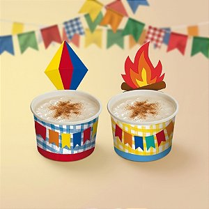 Copinho para Doces 100ml - Festa Junina Arraiá  - 8 unidades - Cromus - Rizzo