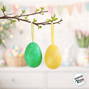 Mini Ovos de Páscoa - Verde e Amarelo - 5,5cm - 1 unidade - Rizzo