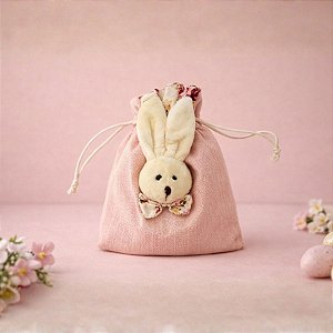 Saquinho de Tecido Rosa Páscoa - 15cm - 1 unidade - Cromus - Rizzo