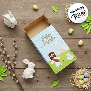 Caixa Gaveta para 6 Doces - Páscoa Cristã - 13x8cm - 5 unidades - Decora Doces - Rizzo