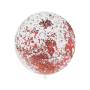 Balão Bubble Transparente com Confete Hexagonal Rose - 11" 26cm - 1 unidade - Rizzo