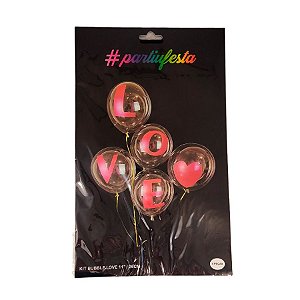 Kit Buquê Balões Bubble Love - 11'' - Buquê com 5 Balões - 1 unidade - Rizzo