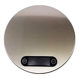 Balança Digital para Cozinha de Inox 10kg - Redonda - 1 unidade - Wellmix - Rizzo