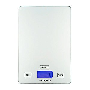 Balança Digital para Cozinha de Vidro Branco 10 kg - Retangular - 1 unidade - Wellmix - Rizzo