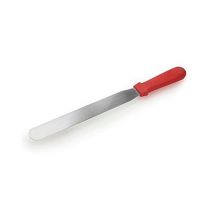 Espátula Reta Confeiteiro de Inox Vermelha - 30cm  - 1 unidade - Prime Chef - Rizzo