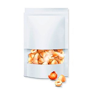 Saco de Papel Branco com Visor Stand Up Pouch Zip 18x26x4cm - Fecho Hermético Impermeável por dentro - 50 unidades - Riz