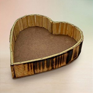 Cachepot Coração de Madeira P - 25x6x25,5cm - 1 unidade - Rizzo