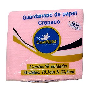 Guardanapo Crepado - 19,5 x 22,5 cm - Rosa Candy - 50 unidades - CampFestas - Rizzo