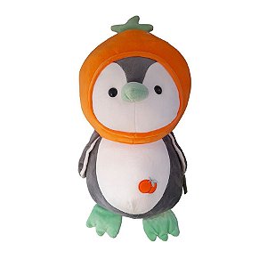 Pinguim de Pelúcia com Touca de Laranja - 45cm - 1 unidade - Rizzo