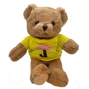 Urso de Pelúcia com Blusa Amarela - 28cm - 1 unidade - Rizzo
