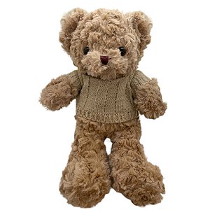 Urso de Pelúcia Marrom com Blusa de Lã - Marrom - 30cm - 1 unidade - Rizzo