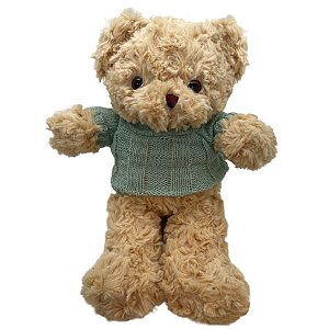 Urso de Pelúcia Bege com Blusa de Lã - Verde - 30cm - 1 unidade - Rizzo