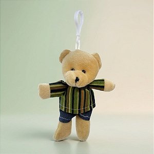 Chaveiro Urso de Pelúcia - Roupa Listrada Verde - 14cm - 1 unidade - Rizzo