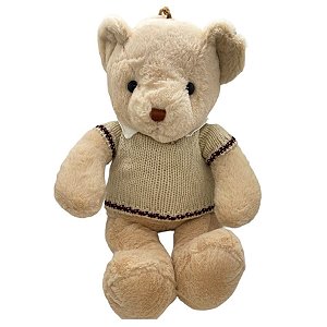 Urso de Pelúcia com Roupa de Crochê - Bege - 45cm - 1 unidade - Rizzo