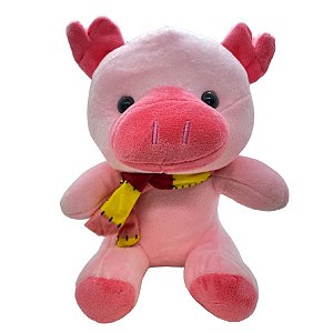Porco de Pelúcia com Cachecol - Rosa - 20cm - 1 unidade - Rizzo