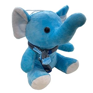 Elefante de Pelúcia com Cachecol - Azul - 18cm - 1 unidade - Rizzo