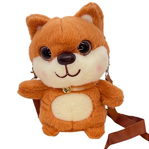 Urso de Pelúcia Bolsa - Laranja - 22cm - 1 unidade - Rizzo