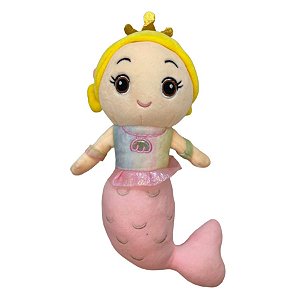 Boneca Sereia de Pelúcia - Rosa Claro - 28cm - 1 unidade - Rizzo