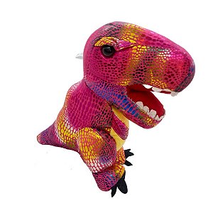 Dinossauro de Pelúcia Colorido - Rosa - 20cm - 1 unidade - Rizzo