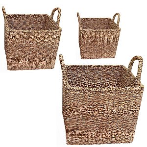 Kit Cesta Decorativa Mearin de Seagrass - 3 unidades - Rizzo